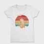 Cute Cat Fishing Retro Sunset, Tricou Femei