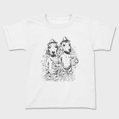 Dachshund Dogs And Beer Daschund Sketch Gc, Tricou Copii