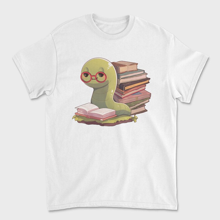 Bookworm With Glasses Worm Reading, Tricou Barbati (Unisex)