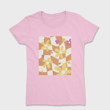 Danish Pastel Floral Checkered, Tricou Femei