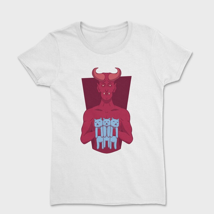 Devil With Cat Holding Kittens, Tricou Femei