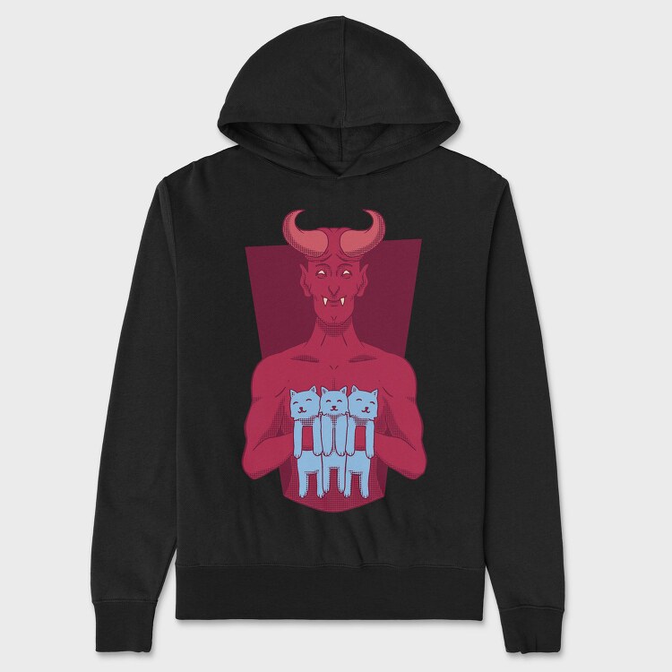Devil With Cat Holding Kittens, Hanorac Oversize Barbati (Unisex)