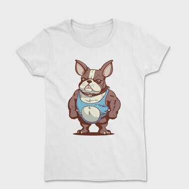 French Bulldog Cartoon Bodybuilder, Tricou Femei