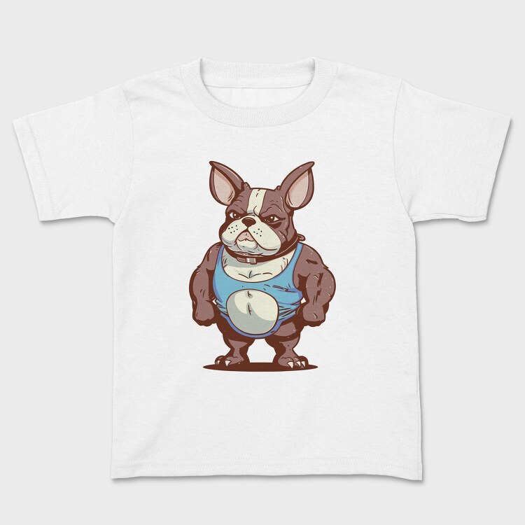 French Bulldog Cartoon Bodybuilder, Tricou Copii