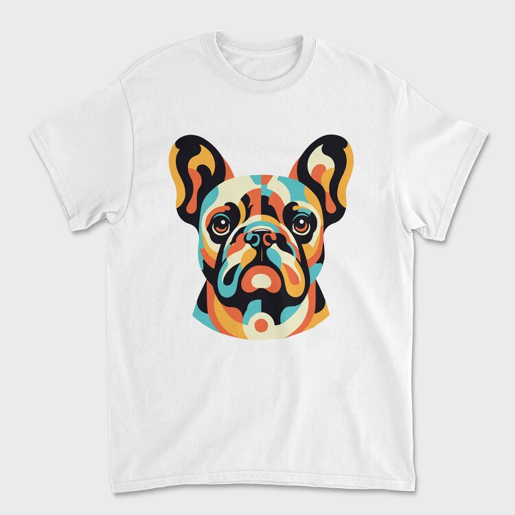 French Bulldog Geometric Bulldog, Tricou Barbati (Unisex)
