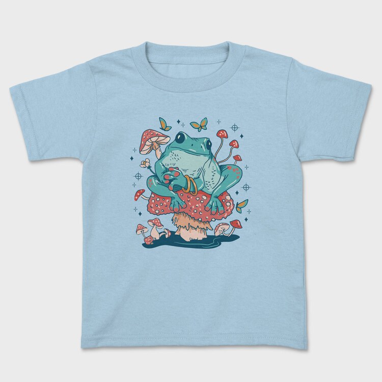 Frog In A Mushroom Cottagecore Pillow, Tricou Copii
