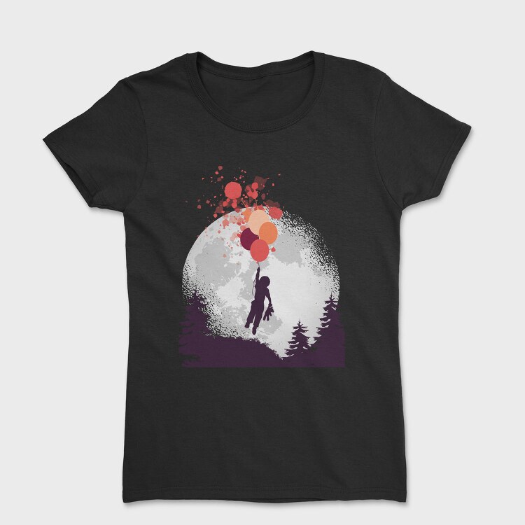 Boy And Teddy Bear Floating, Tricou Femei