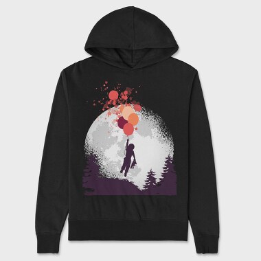 Boy And Teddy Bear Floating, Hanorac Oversize Barbati (Unisex)