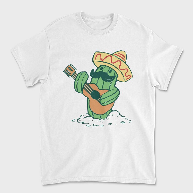 Cactus With Mexican Hat And Guitar 5 De Mayo, Tricou Barbati (Unisex)