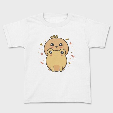 Frog With Pumpkin Kawaii, Tricou Copii