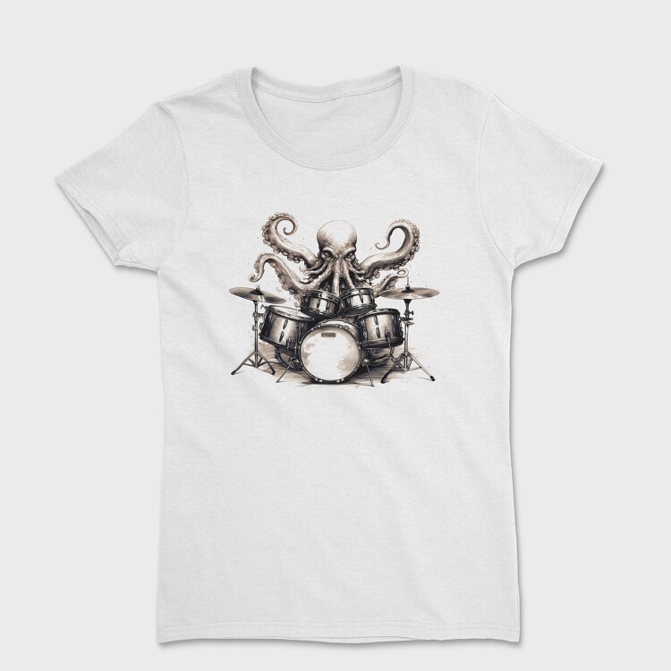 Imaginative Octopus Drummer Playing Drums, Tricou Femei