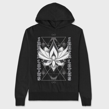 Inner Lotus Flower Monochrome Tote, Hanorac Oversize Barbati (Unisex)