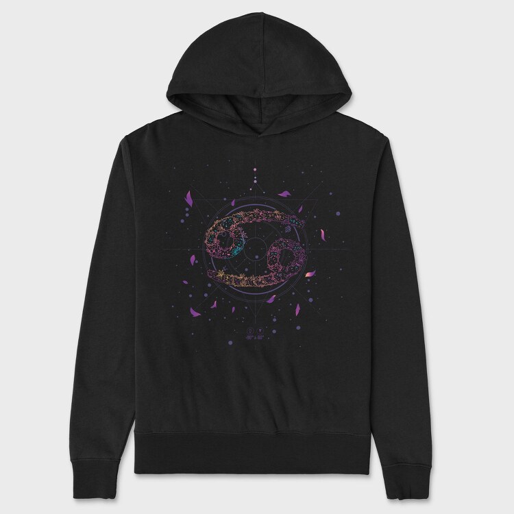Cancer Floral Zodiac Sign, Hanorac Oversize Barbati (Unisex)