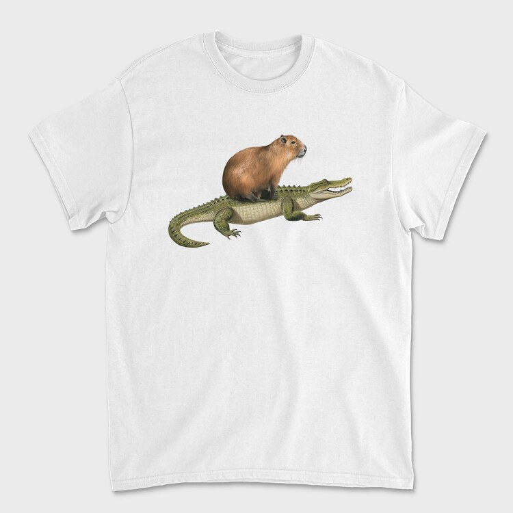 Capybara And Crocodile, Tricou Barbati (Unisex)