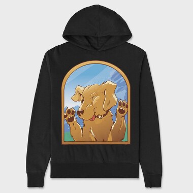 Cartoon Labrador Dog In Window Glass, Hanorac Oversize Barbati (Unisex)