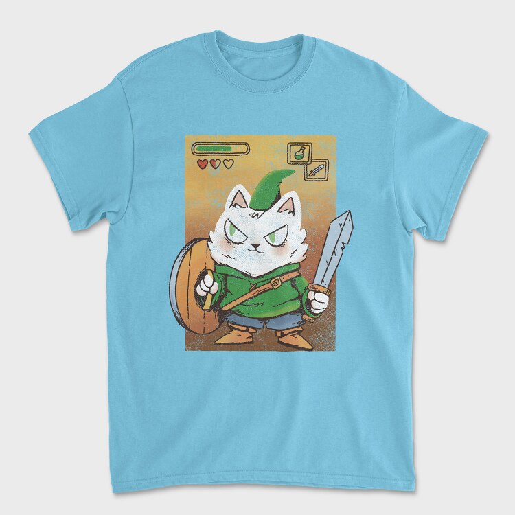 Cartoon Medieval Knight Warrior Cat, Tricou Barbati (Unisex)