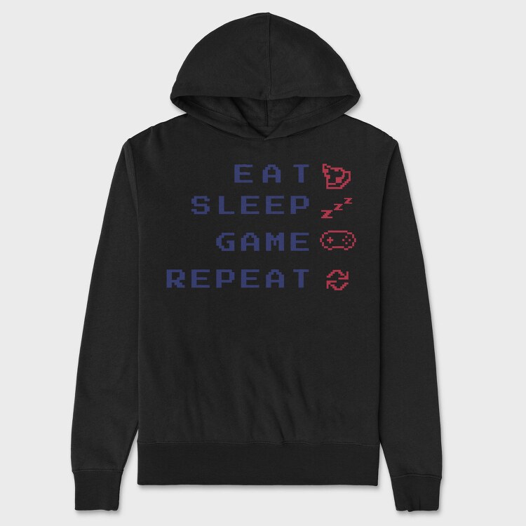 Eat Sleep Game Quote Gamer, Hanorac Oversize Barbati (Unisex)