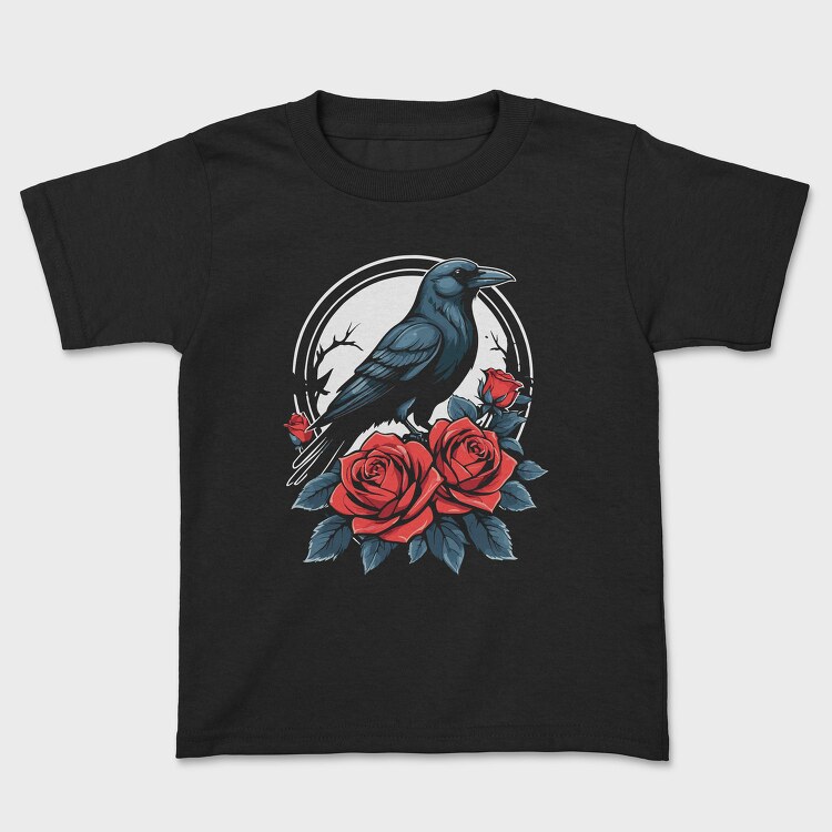 Enigmatic Crow And Roses, Tricou Copii