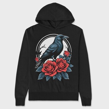Enigmatic Crow And Roses, Hanorac Oversize Barbati (Unisex)