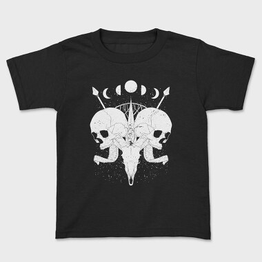 Esoteric Skulls Ram Human Moon Phases, Tricou Copii