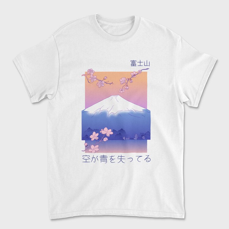 Japanese Mountain Landscape Vaporwave Anime, Tricou Barbati (Unisex)