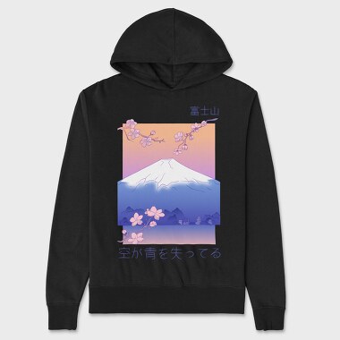 Japanese Mountain Landscape Vaporwave Anime, Hanorac Oversize Barbati (Unisex)