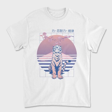 Japanese Tiger Looking Up Sakura, Tricou Barbati (Unisex)