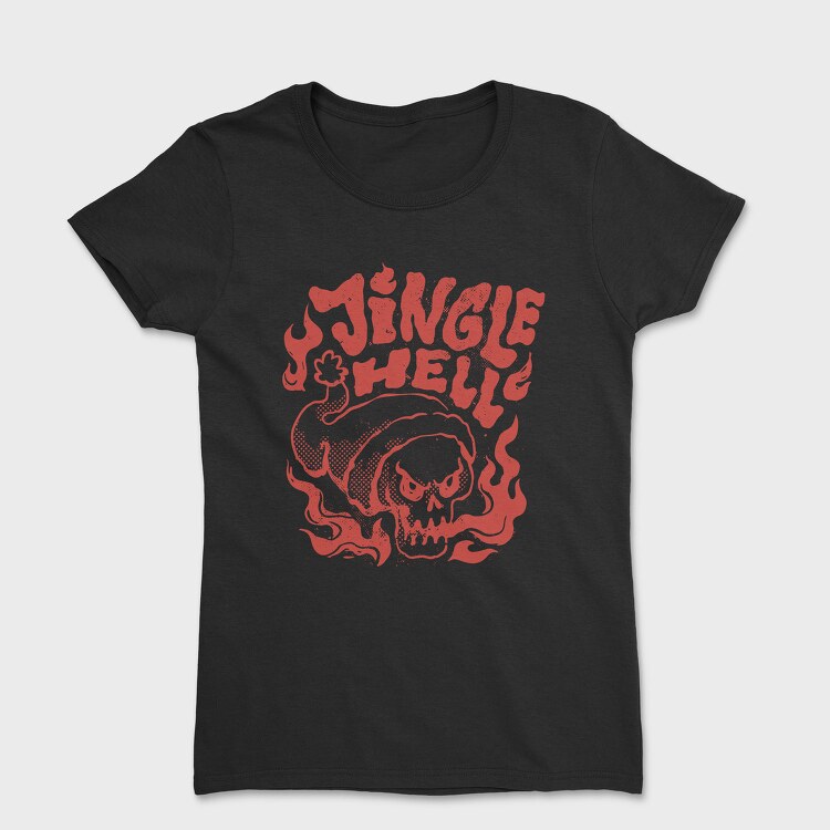 Jingle Hell Anti Christmas Skull, Tricou Femei