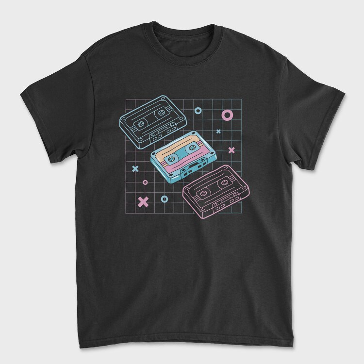 Cassette Tape Music Vaporwave Electronics, Tricou Barbati (Unisex)