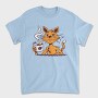 Cat Drinking Coffee, Tricou Barbati (Unisex)