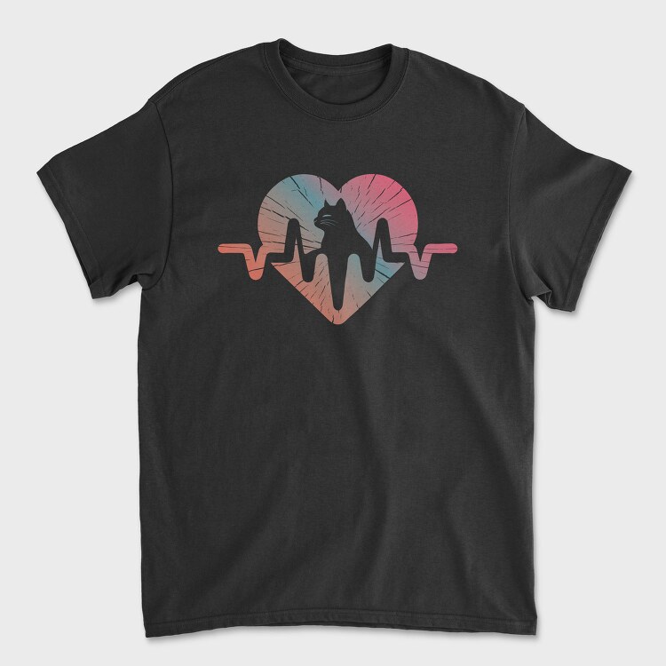 Cat Heartbeat Gradient, Tricou Barbati (Unisex)