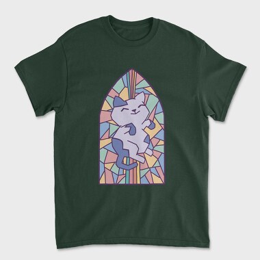 Cat In Church Window Style Py, Tricou Barbati (Unisex)