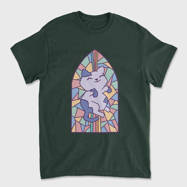 Cat In Church Window Style Py, Tricou Barbati (Unisex)