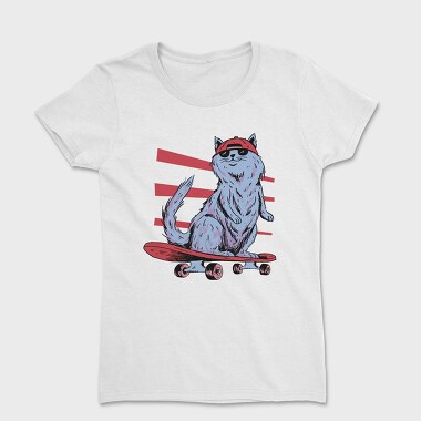 Cat In Skateboard Skate, Tricou Femei