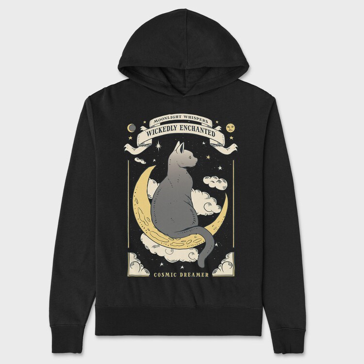 Cat Moon Whimsigoth, Hanorac Oversize Barbati (Unisex)