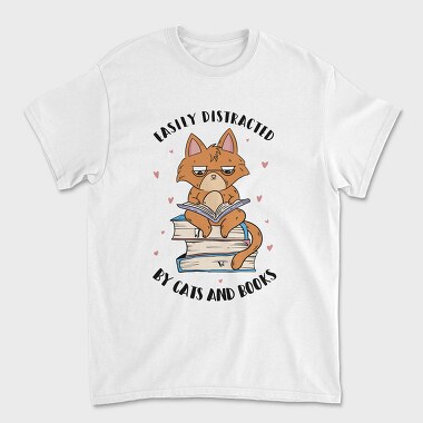 Cat Reading Books, Tricou Barbati (Unisex)
