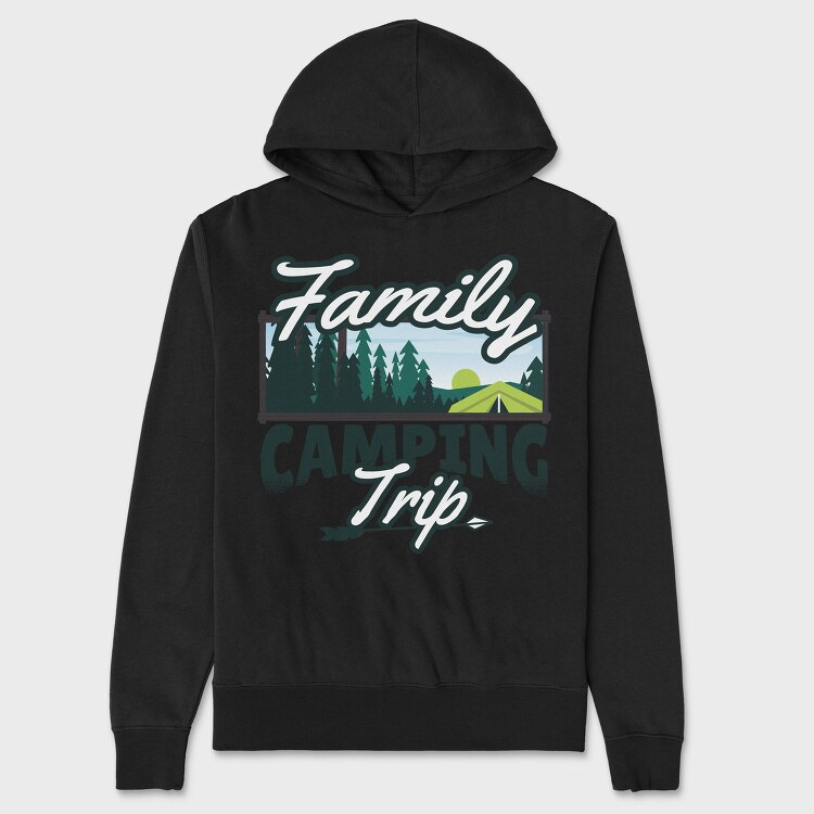 Family Camping Trip, Hanorac Oversize Barbati (Unisex)