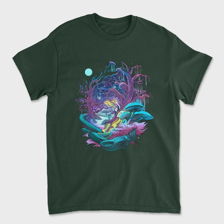 Fantasy Forest Mushroom And Trees, Tricou Barbati (Unisex)
