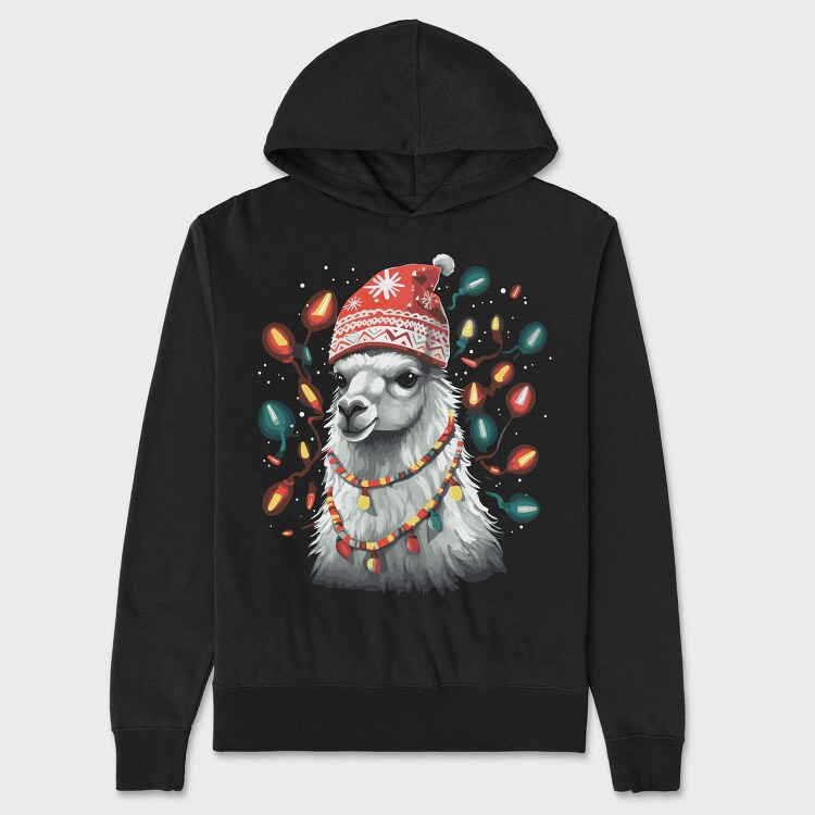 Festive Llama Christmas, Hanorac Oversize Barbati (Unisex)
