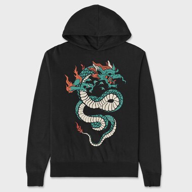 Fire Flames Dragon, Hanorac Oversize Barbati (Unisex)