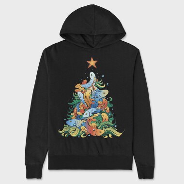 Fish Christmas Tree, Hanorac Oversize Barbati (Unisex)