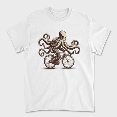 Octopus On Bicycle Ride, Tricou Barbati (Unisex)
