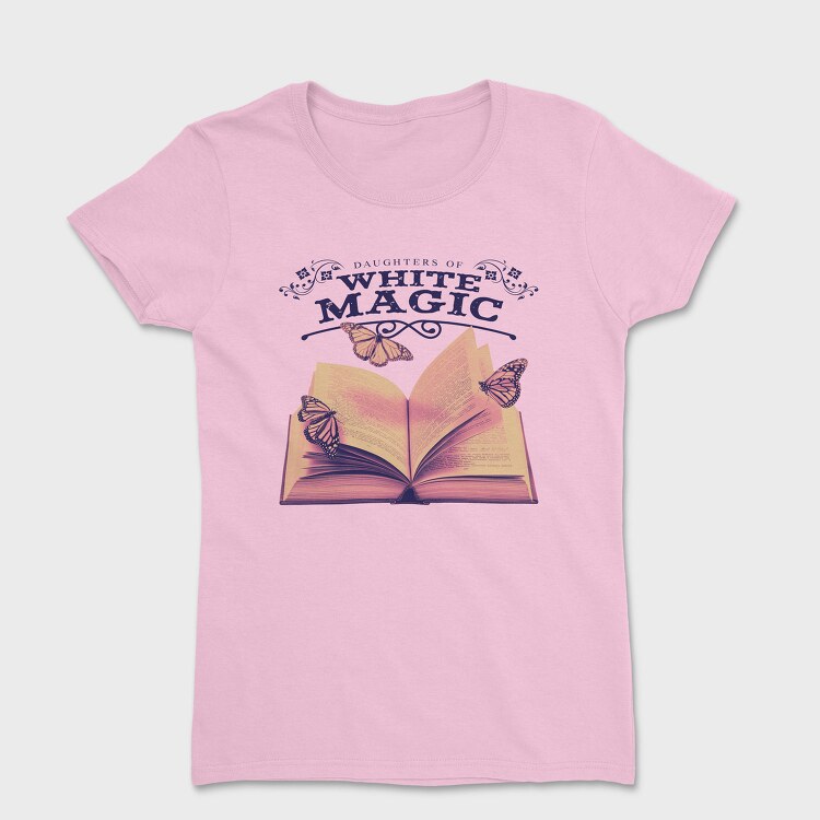 Open Book And Butterflies White Magic Tote, Tricou Femei