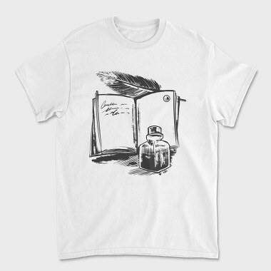 Open Book And Ink Jar, Tricou Barbati (Unisex)
