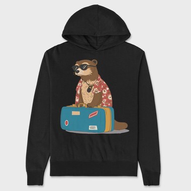 Otter Animal On Vacation Travel, Hanorac Oversize Barbati (Unisex)