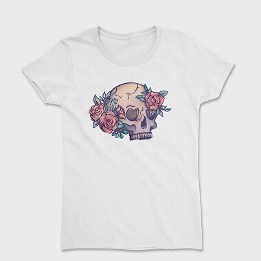Pastel Floral Colorful Skull Flowers, Tricou Femei