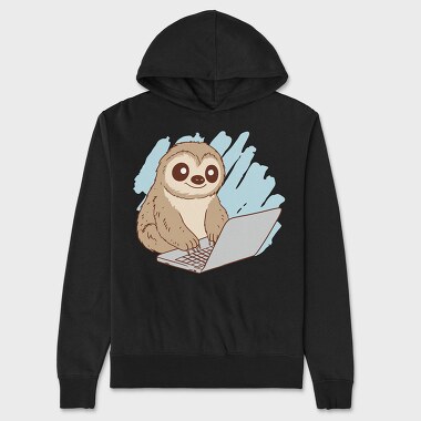 Sloth Using Computer, Hanorac Oversize Barbati (Unisex)