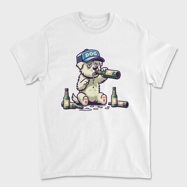 Dog Drinking Beer, Tricou Barbati (Unisex)