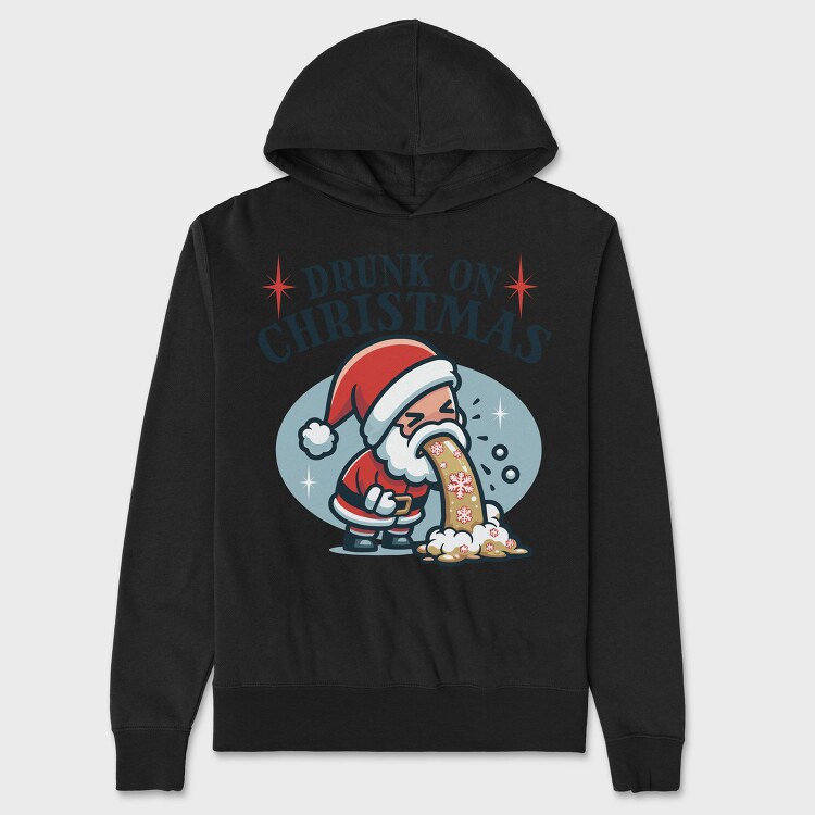 Funny Drunk Santa Claus On Christmas, Hanorac Oversize Barbati (Unisex)
