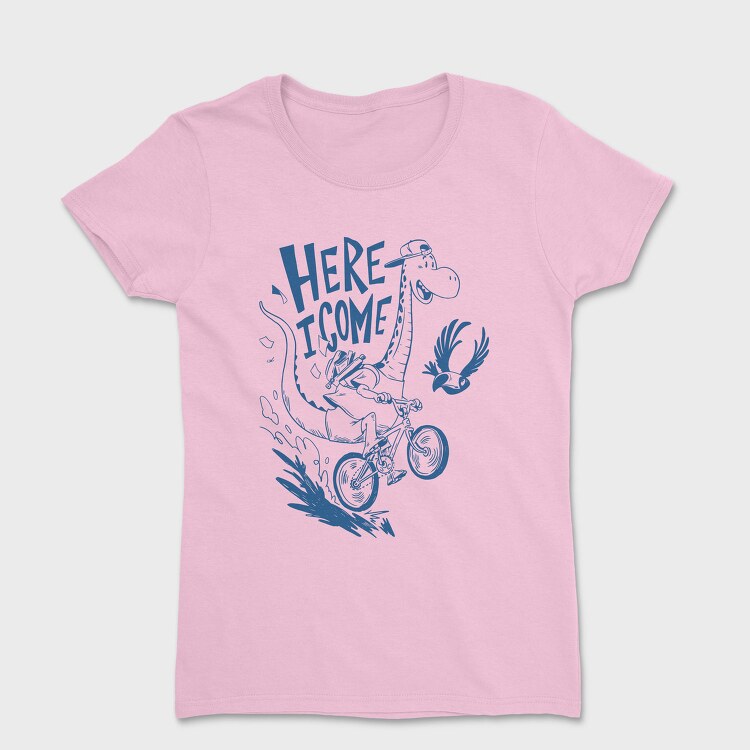 Funny Giraffe Riding Bicycle Back To Shcool, Tricou Femei